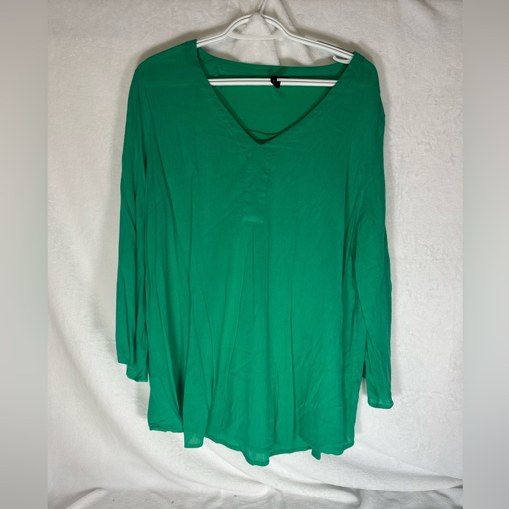 New Directions Vibrant Green Blouse XL